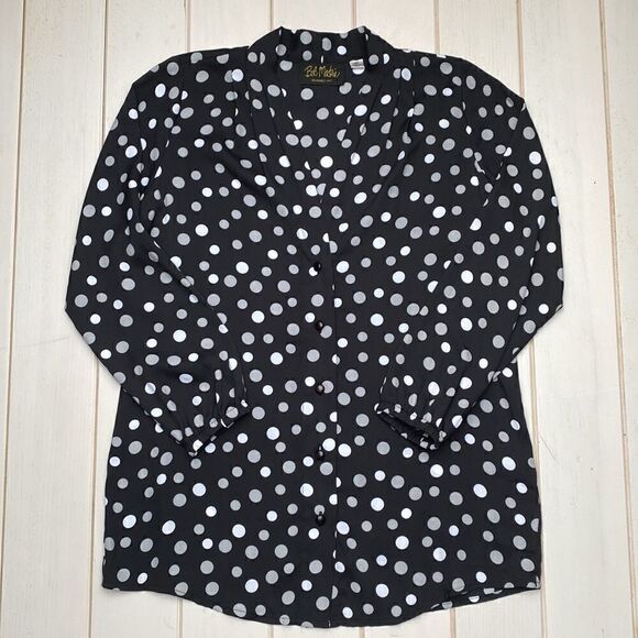 Bob Mackie Polka Dot Long Sleeve Shirt Top - Picture 11 of 12